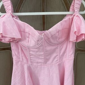 Bardot size medium off the shoulder linen dress new with tag retail $179